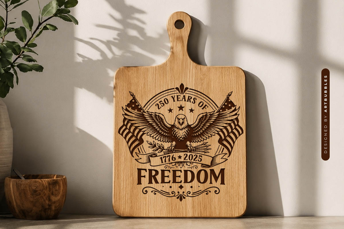 250 Years of Freedom Cutting Board SVG Laser Cut Image 2.jpg