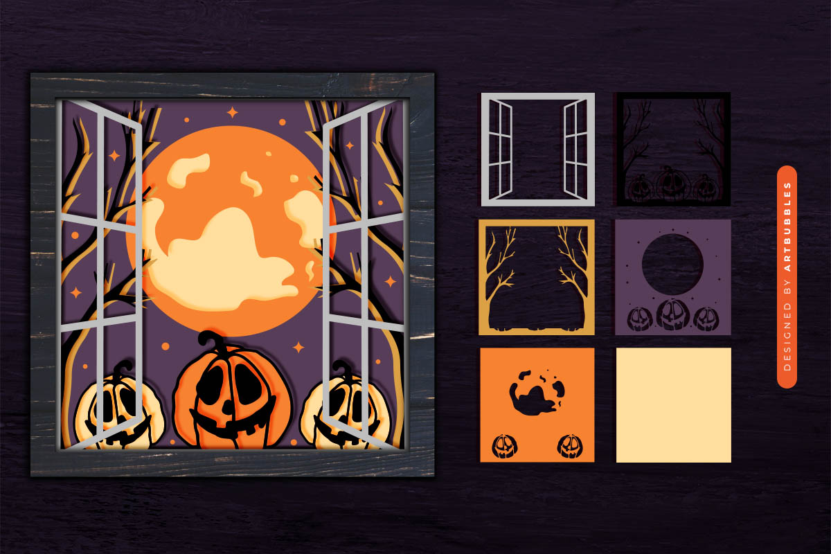 Funny Halloween 3D Layered Shadow Box SVG Image.jpg