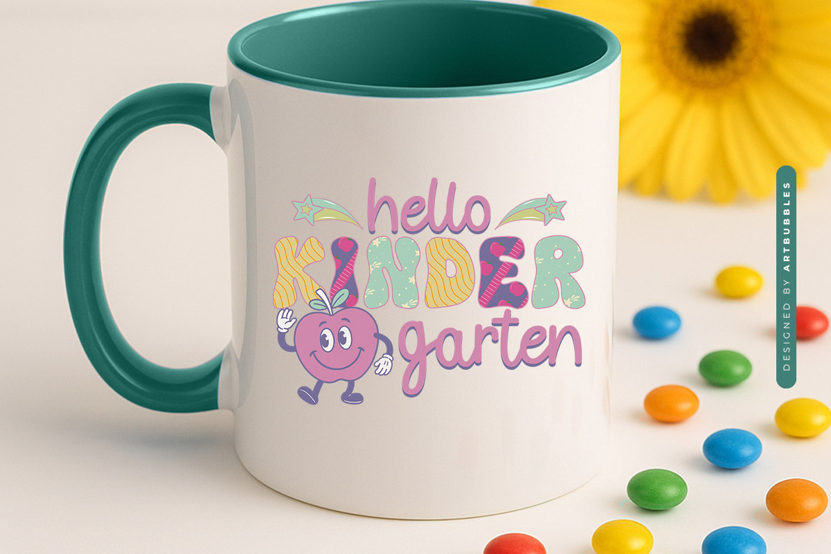 Hello Kindergarten - Retro Back to School Shirt Sublimation Mug Mockup Image.jpg