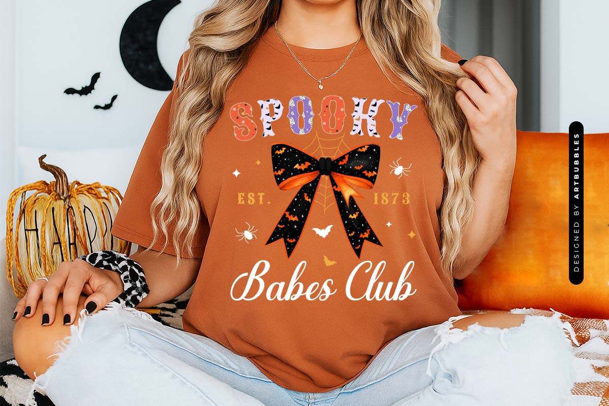 Spooky Babes Club - Coquette Halloween Sublimation Tshirt Mockup Image.jpg