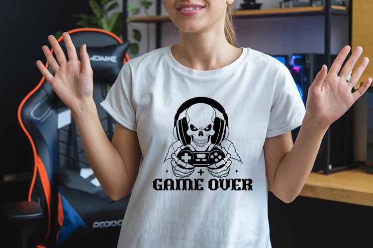 Game Over SVG for Cricut and Silhouette Shirt Mockup Image.jpg