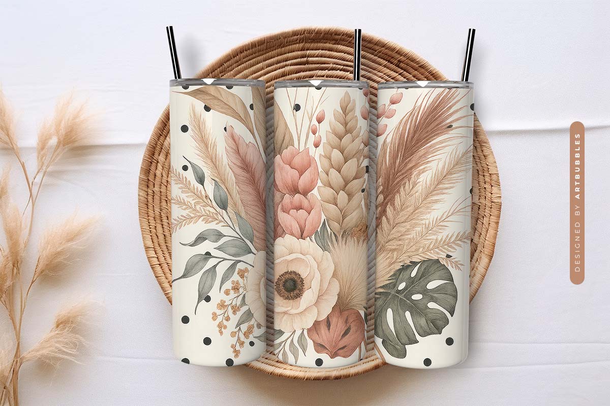 Boho Flower 20oz Skinny Tumbler Sublimation Image.jpg