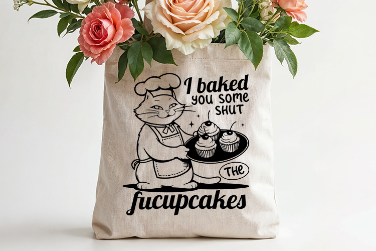 I Baked You Some Shut the Fucupcakes - Funny Cat SVG Tote bag Mockup Image.jpg