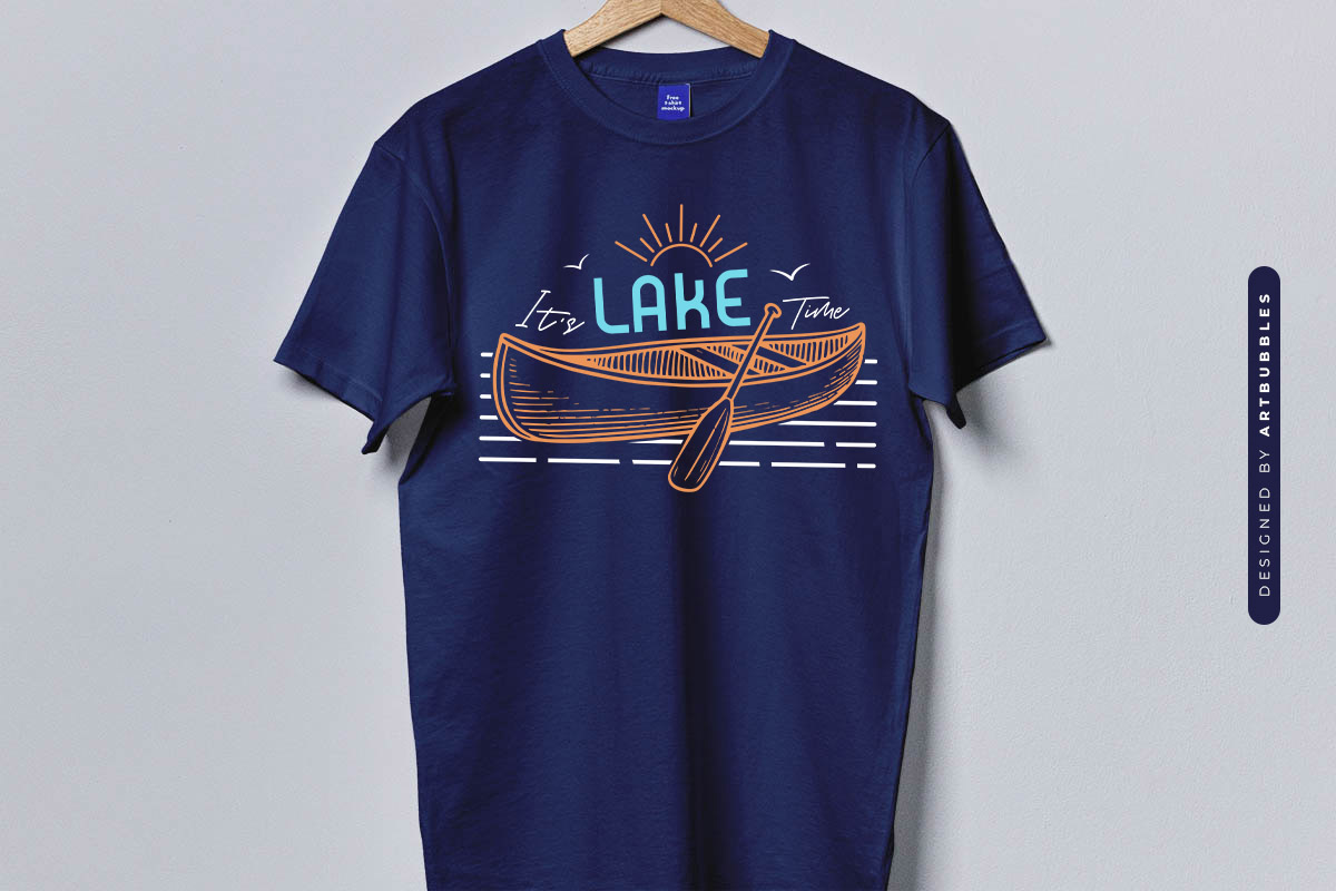 It's Lake Time SVG File Blue Shirt Mockup Image.jpg