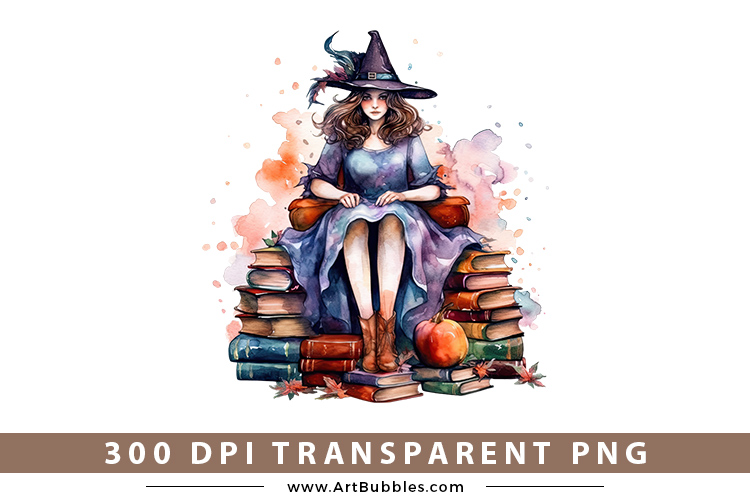 Watercolor Beautiful Witch Sublimation