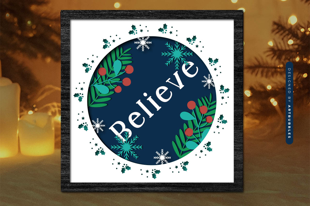 Mistletoe Christmas Layered Shadow Box SVG