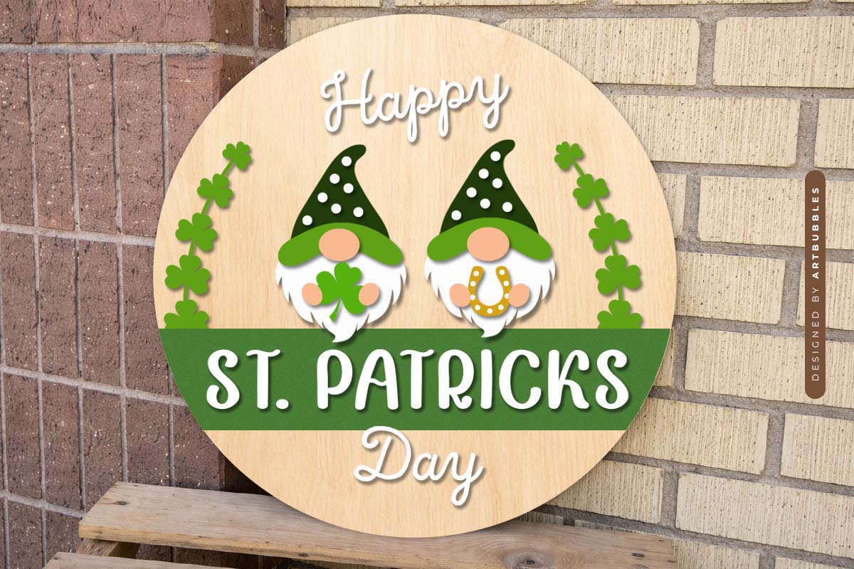Happy St Patrick's Day Gnome Door Hanger SVG Image.jpg
