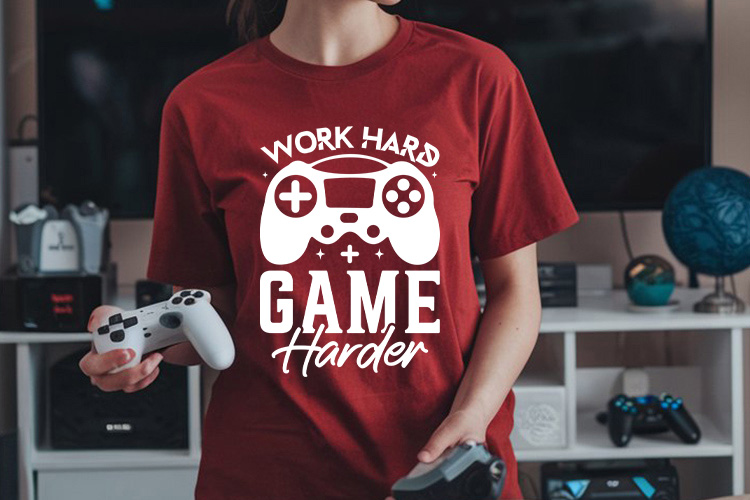 Work Hard Game Harder SVG Vector T-shirt Mockup image.jpg