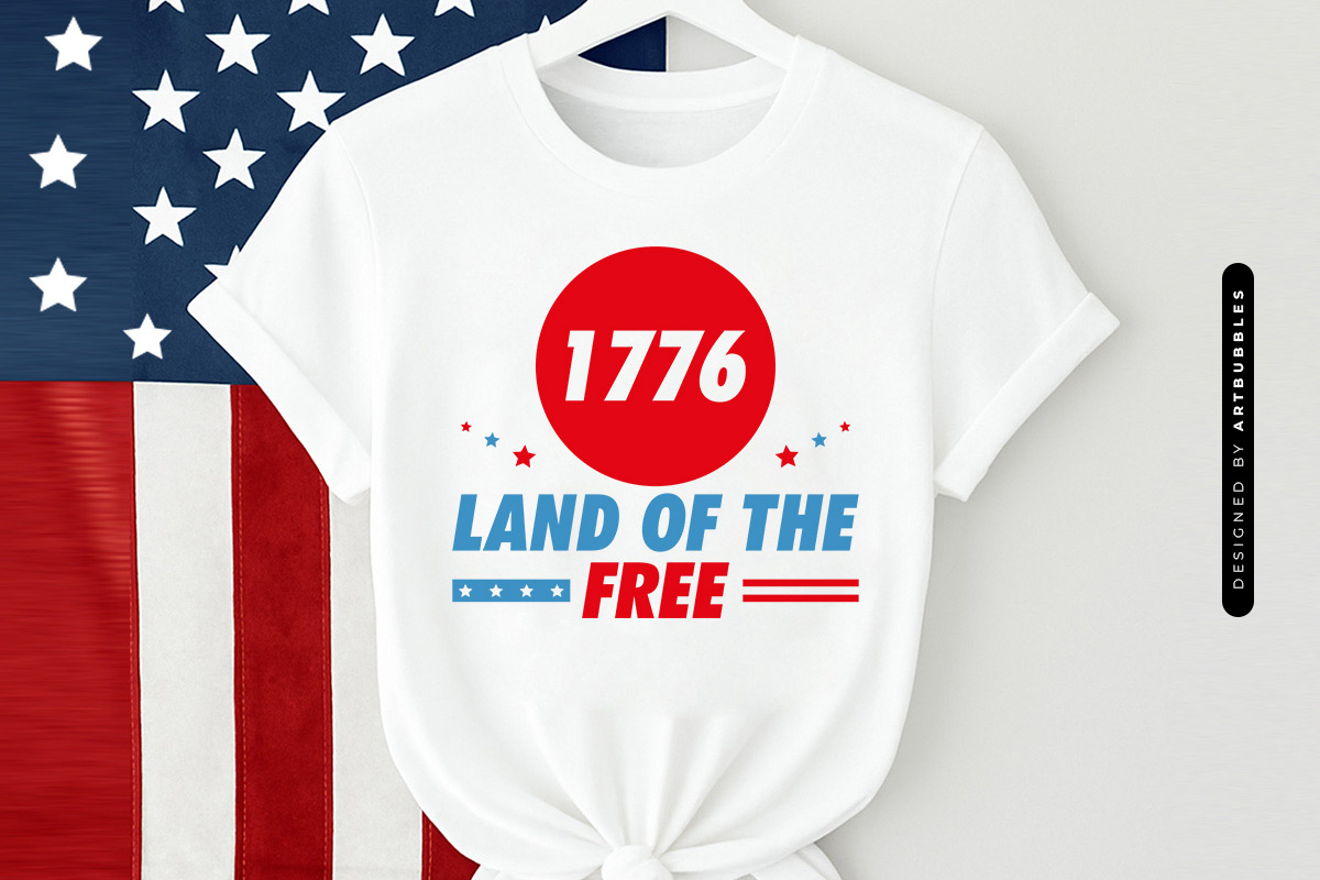 1776 Land of the Free - 4th of July SVG Shirt Mockup Image.jpg