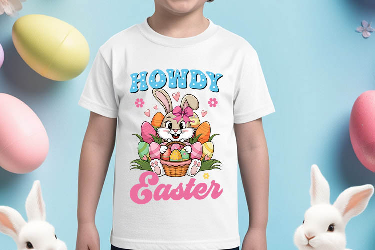 Howdy Easter Coquette Bunny Sublimation PNG Shirt Mockup Image.jpg