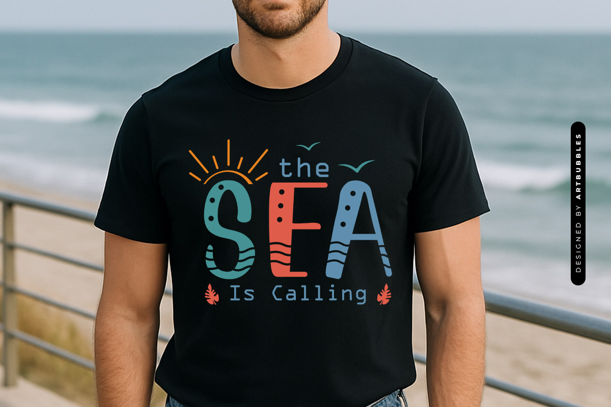 The Sea is Calling - Cute Summer Shirt SVG Tshirt Mockup Image.jpg