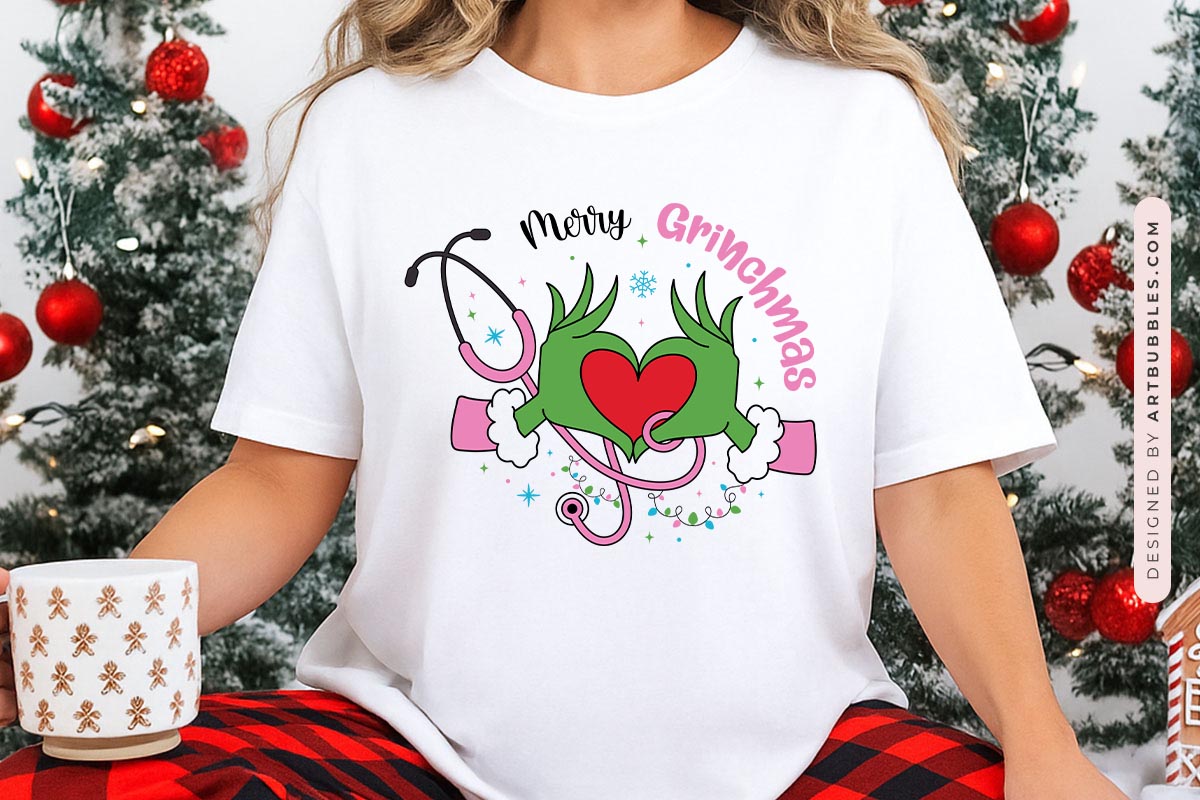 Merry Grinchmas - Cute Christmas SVG shirt Mockup image.jpg