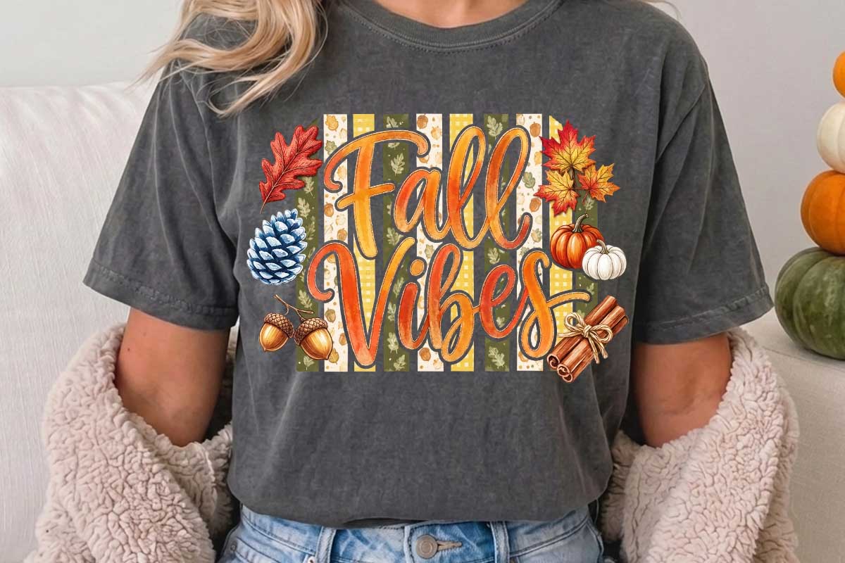 Striped Fall Vibes PNG Sublimation T-shirt Mockup Image.jpg