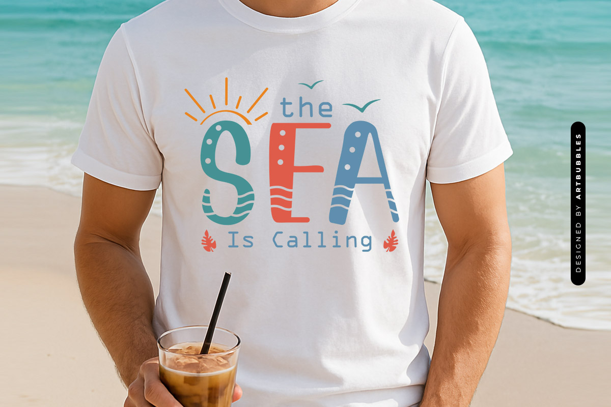 The Sea is Calling - Cute Summer Shirt SVG Shirt Mockup Image.jpg