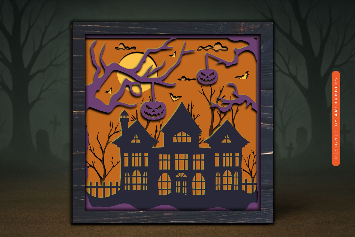 Spooky House Halloween 3D Shadow Box SVG PNG Image 3.jpg