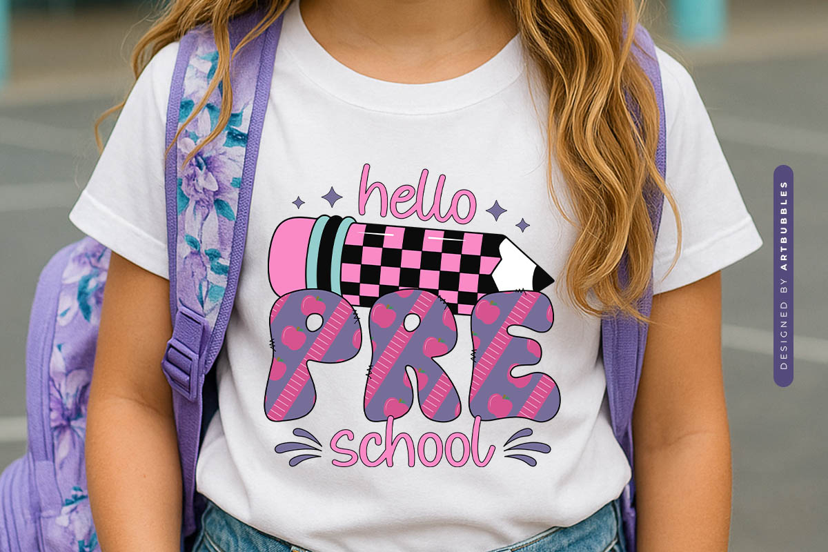 Hello Preschool - Retro Back to School Sublimation Shirt Mockup Image.jpg