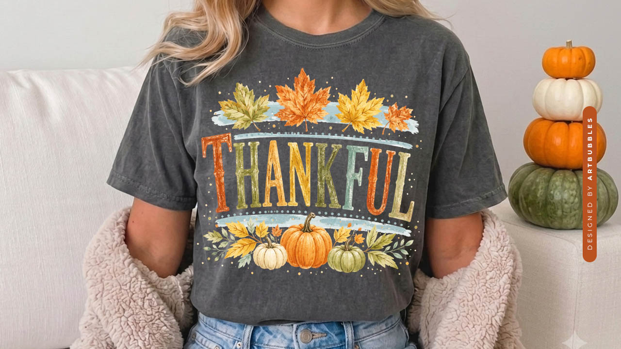 Striped Thank Fall PNG Sublimation Shirt Mockup Image.jpg