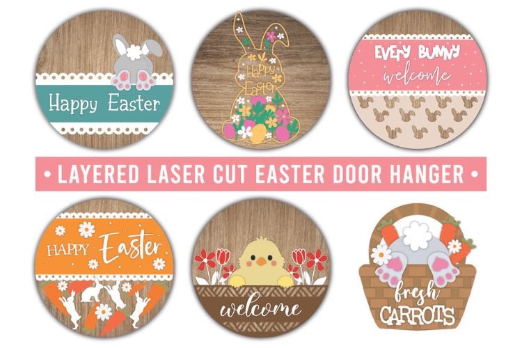 Easter Bunny Door Hanger SVG Laser Cut Files Bundle.jpg