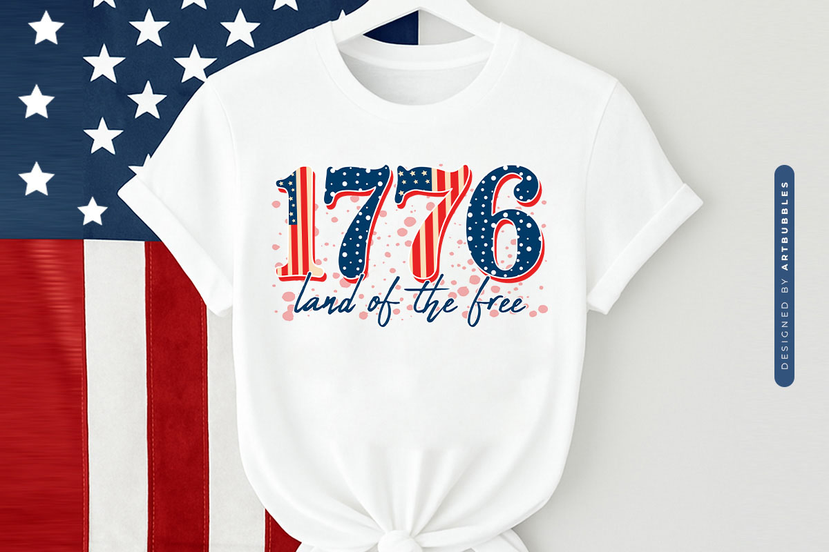 1776 Land of the Free - 4th of July Sublimation Tshirt Mockup Image.jpg