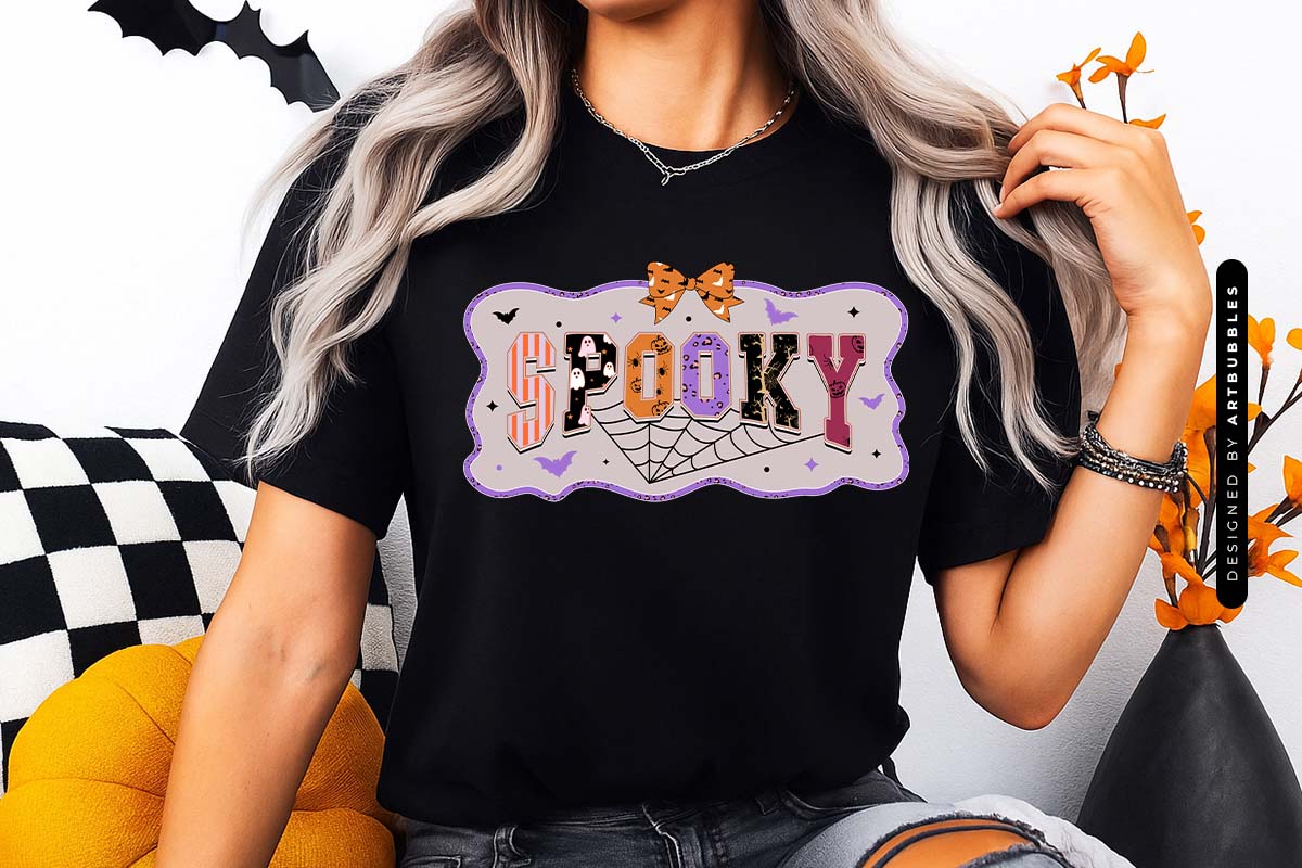Coquette Spooky Halloween Sublimation Print T-shirt Mockup Image.jpg
