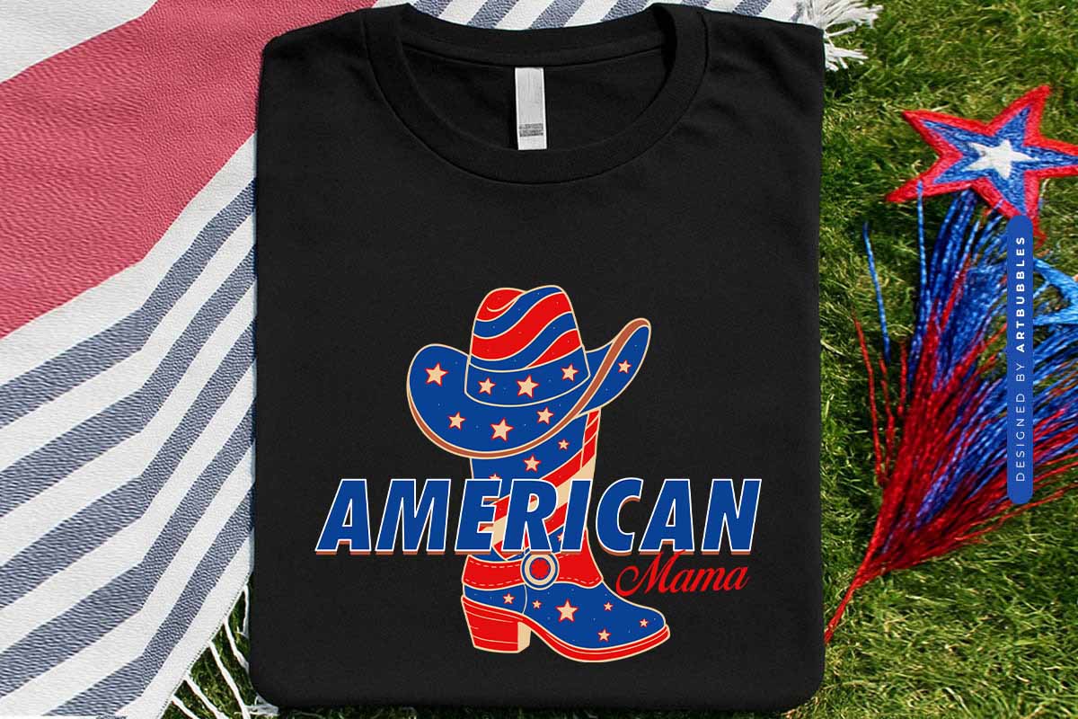 American Mama - 4th of July Sublimation PNG Shirt Mockup Image.jpg