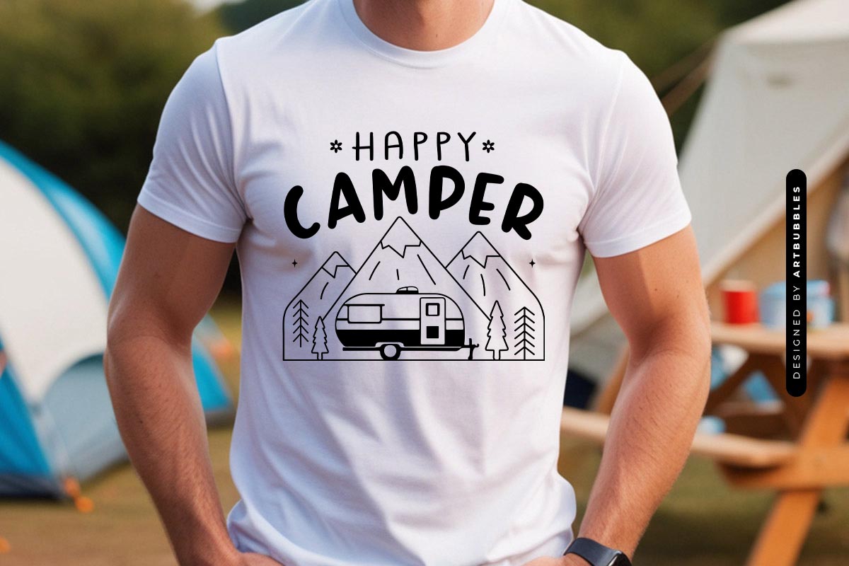 Happy Camper - Camping Van SVG Design Shirt Mockup Image.jpg