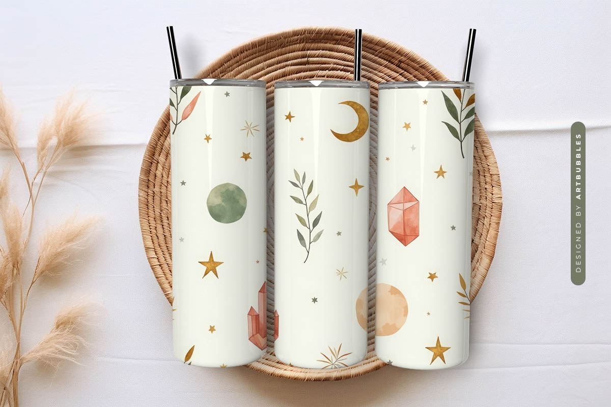 Boho 20oz Skinny Tumbler Wrap Sublimation PNG Image.jpg