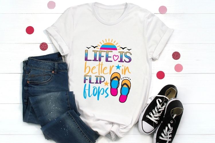 Life is Better in Flip Flops - Summer PNG Sublimation Shirt Mockup Image.jpg