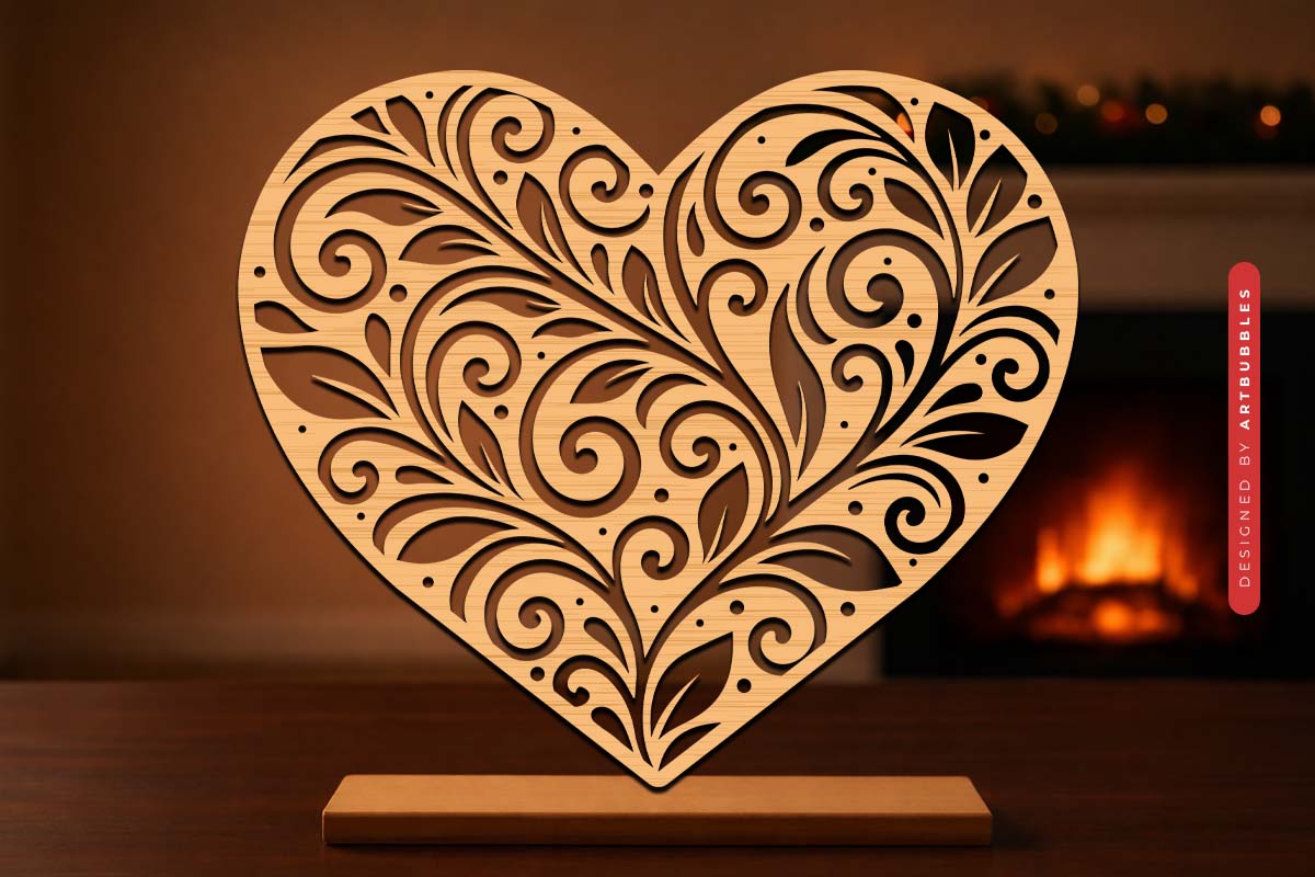 Laser Cut Swirl Valentine's Day Heart SVG