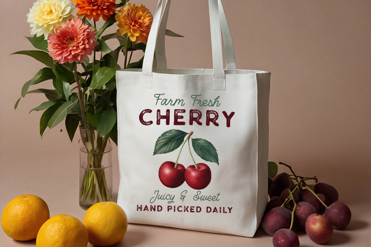 Farm Fresh Cherry - Vintage Fruit Sublimation Tote Bag Mockup Image.jpg
