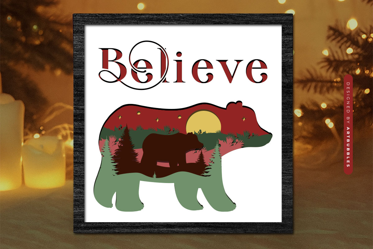 Christmas Layered Bear Shadow Box SVG Vector Image.jpg
