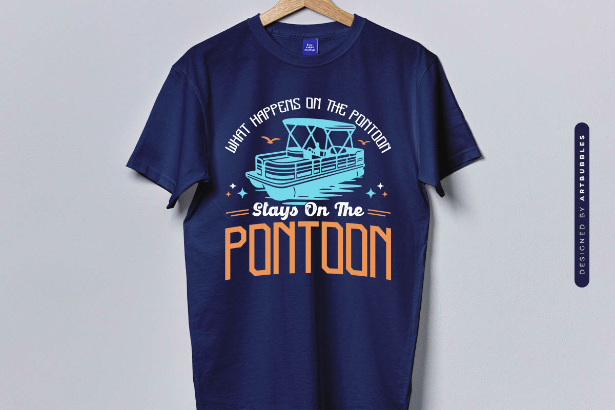 What Happens on the Pontoon - Lake SVG Blue Shirt Mockup Image.jpg