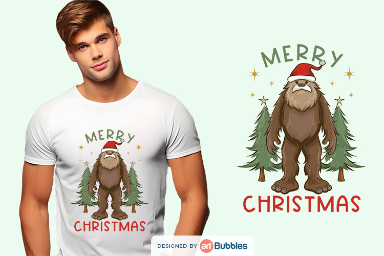 Bigfoot Merry Christmas Sublimation Design PNG