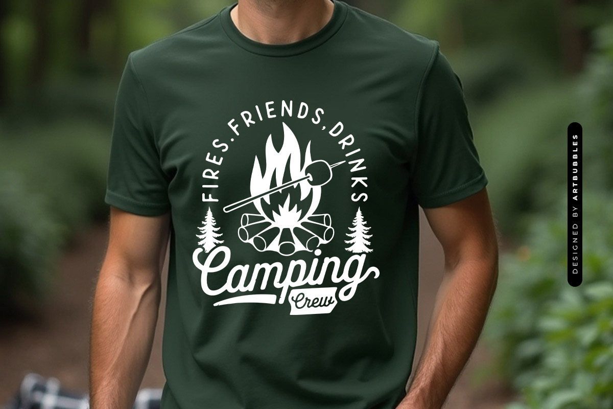 Camping Crew Fires Friends Drinks SVG File