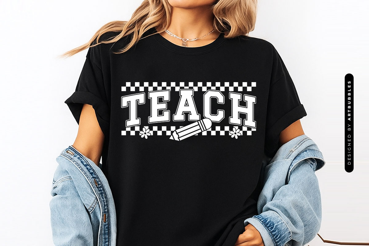 Teach - Floral Cricut Teacher SVG Design T-shirt Mockup Image.jpg