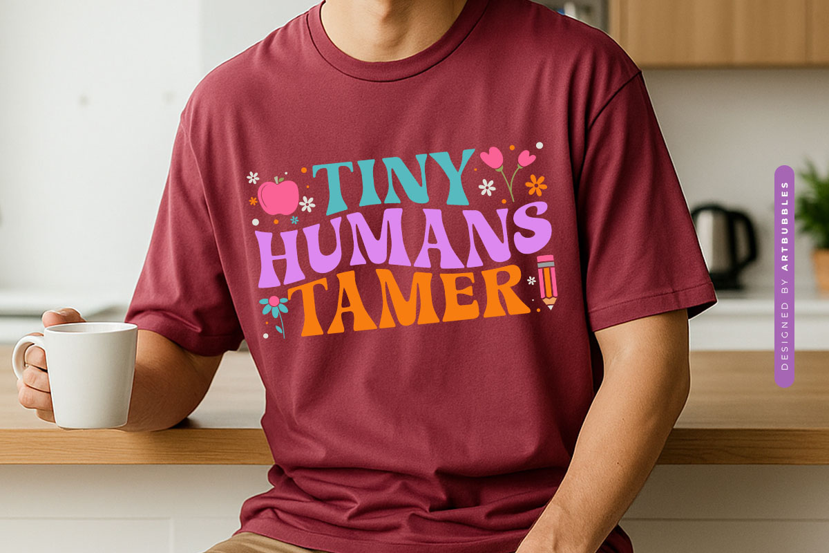Tiny Human Tamer - Floral Teacher Quote SVG Tshirt Mockup Image.jpg