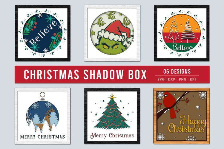 Layered Christmas Shadow Box SVG Bundle