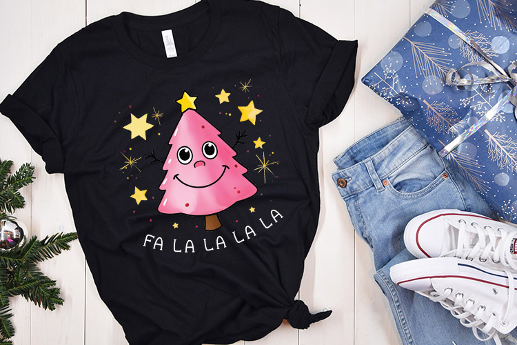 Fa La La La - Pink Christmas Sublimation PNG Shirt Mockup Image.jpg