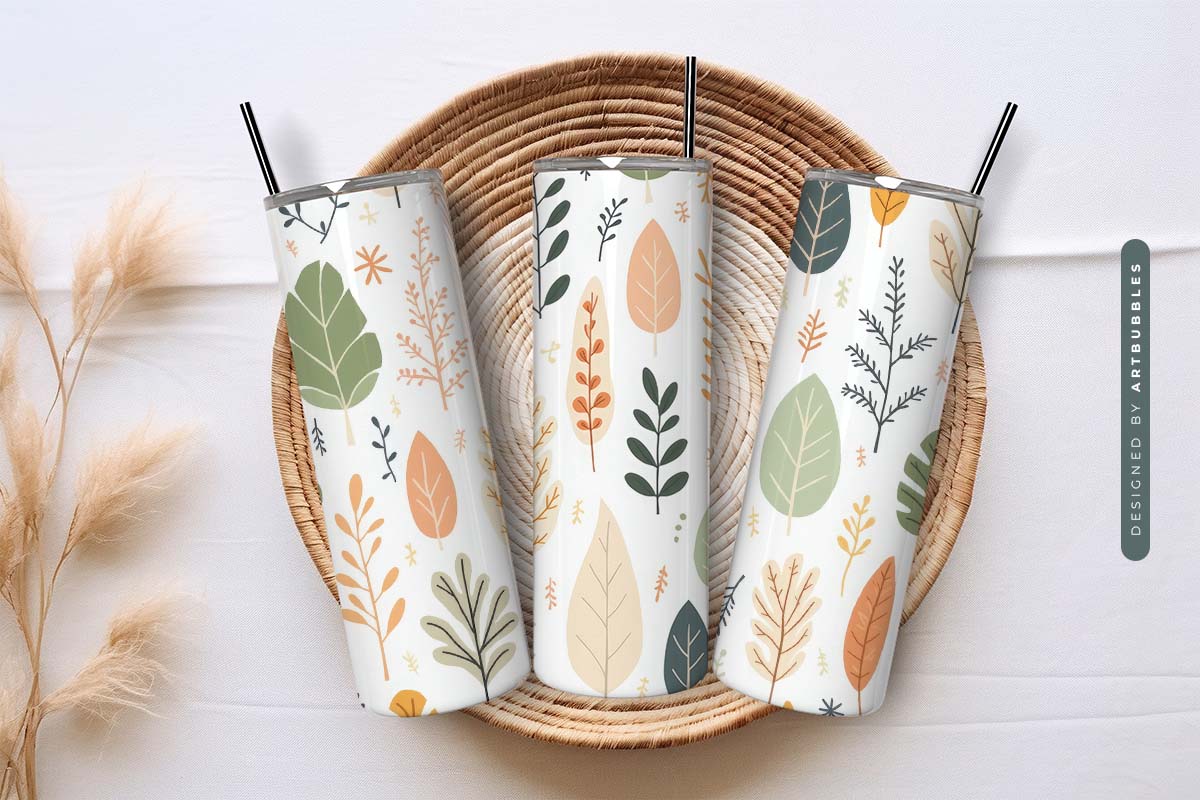 Abstract Shapes And Leaves Tumbler Sublimation Image 3.jpg