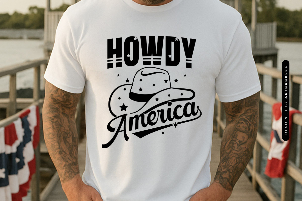 Howdy America - Cute 4th of July SVG T-shirt Mockup Image.jpg
