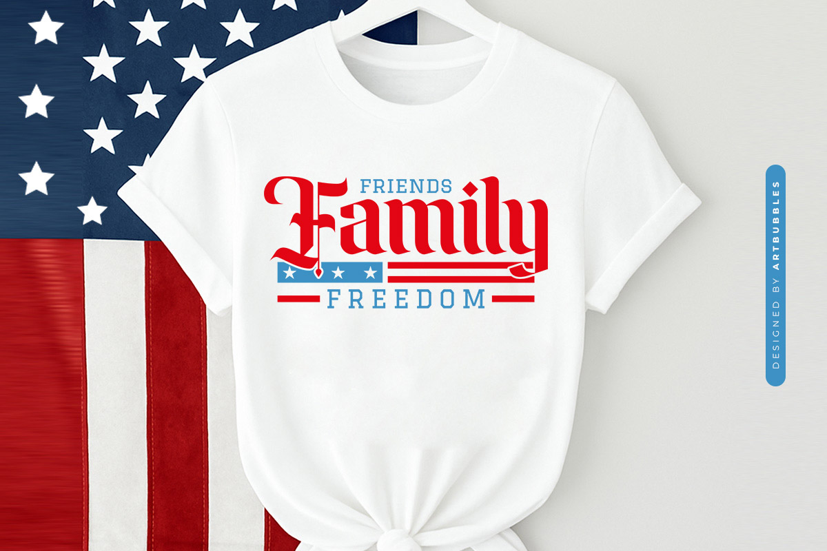 Friends Family Freedom - 4th of July SVG Design T-shirt Mockup Image.jpg