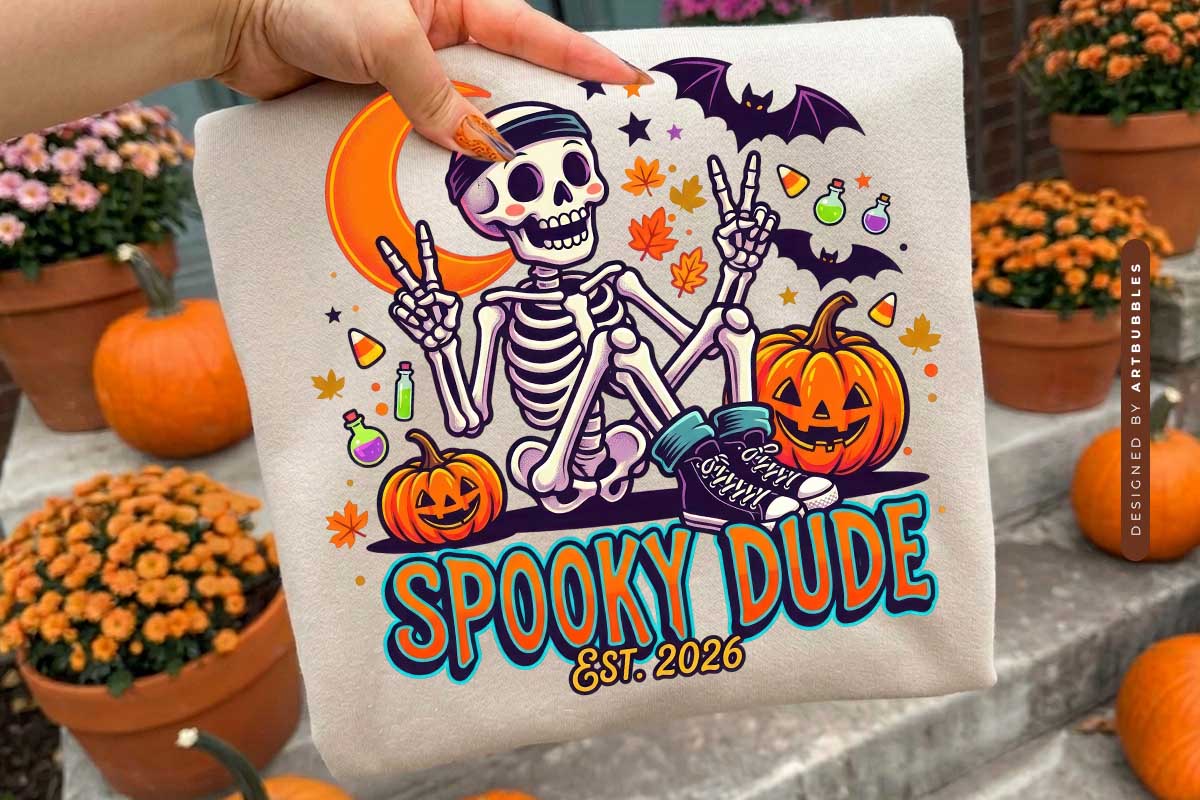 Spooky Dude - Skeleton Fall Sublimation PNG Tote Mockup Image.jpg