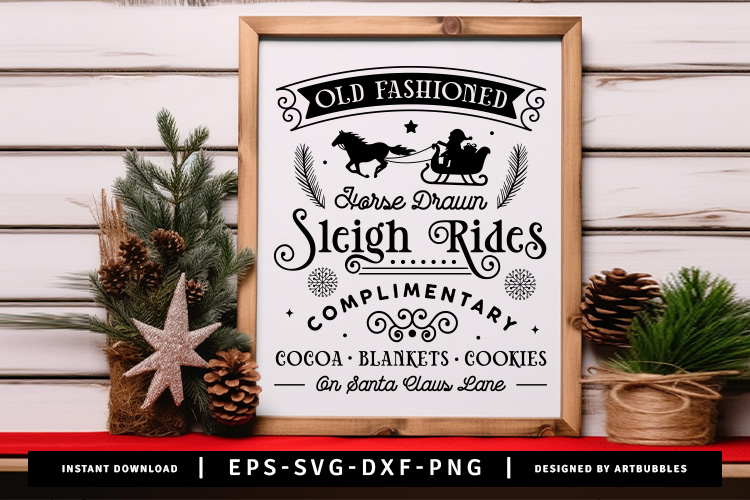Horse Drawn Sleigh Rides - Christmas Farmhouse Sign SVG Image.jpg
