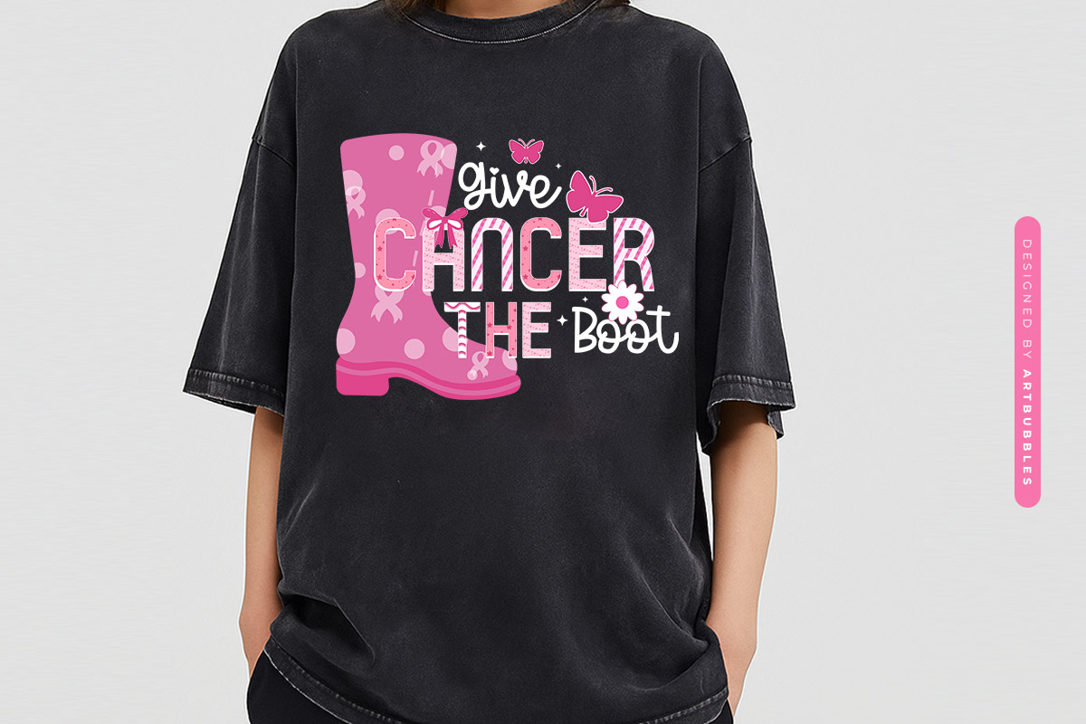 Give Cancer the Boot PNG Sublimation Print Tshirt Mockup Image.jpg