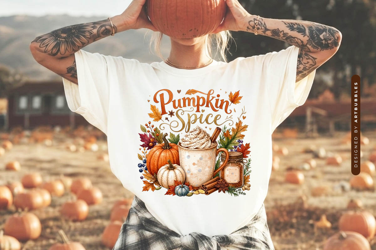 Pumpkin Spice - Fall Sublimation PNG Design Shirt Mockup Image.jpg