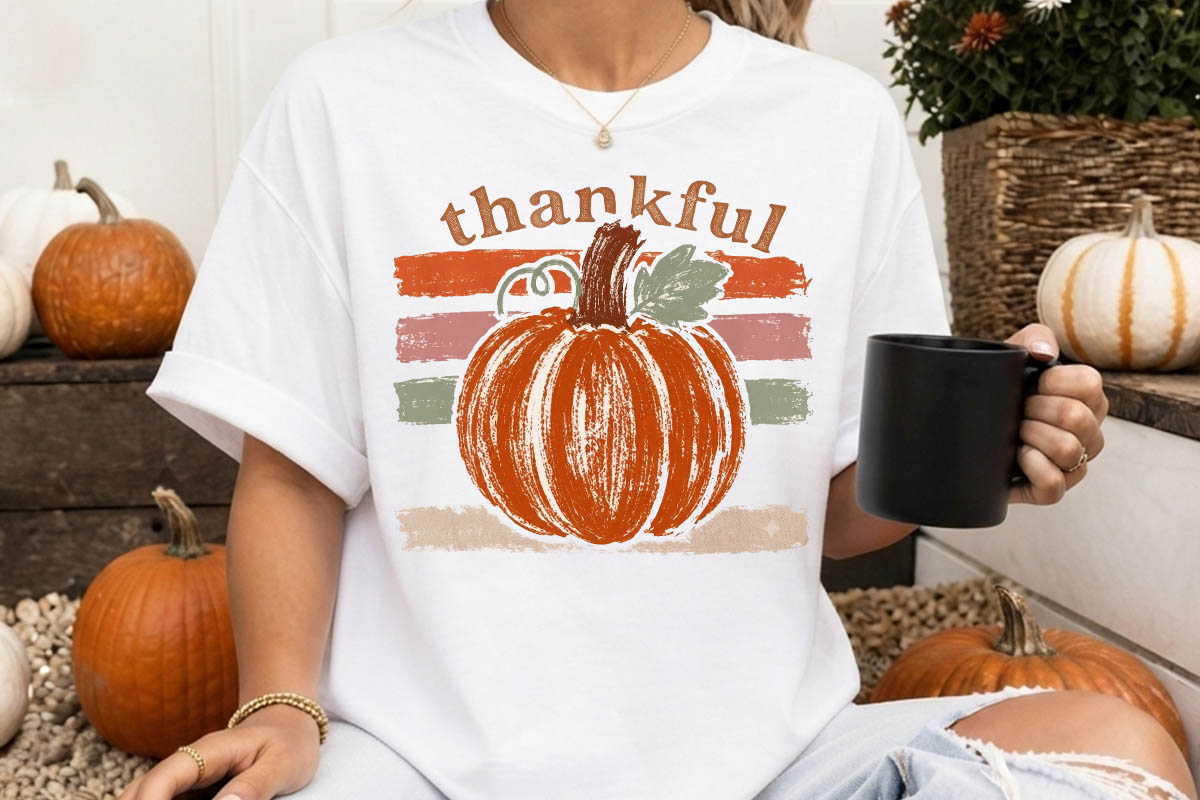 Thankful Striped Fall Pumpkin PNG Sublimation Tshirt Mockup Image.jpg