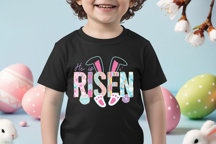 He is Risen - Easter Sublimation Design PNG Tshirt Mockup Image.jpg
