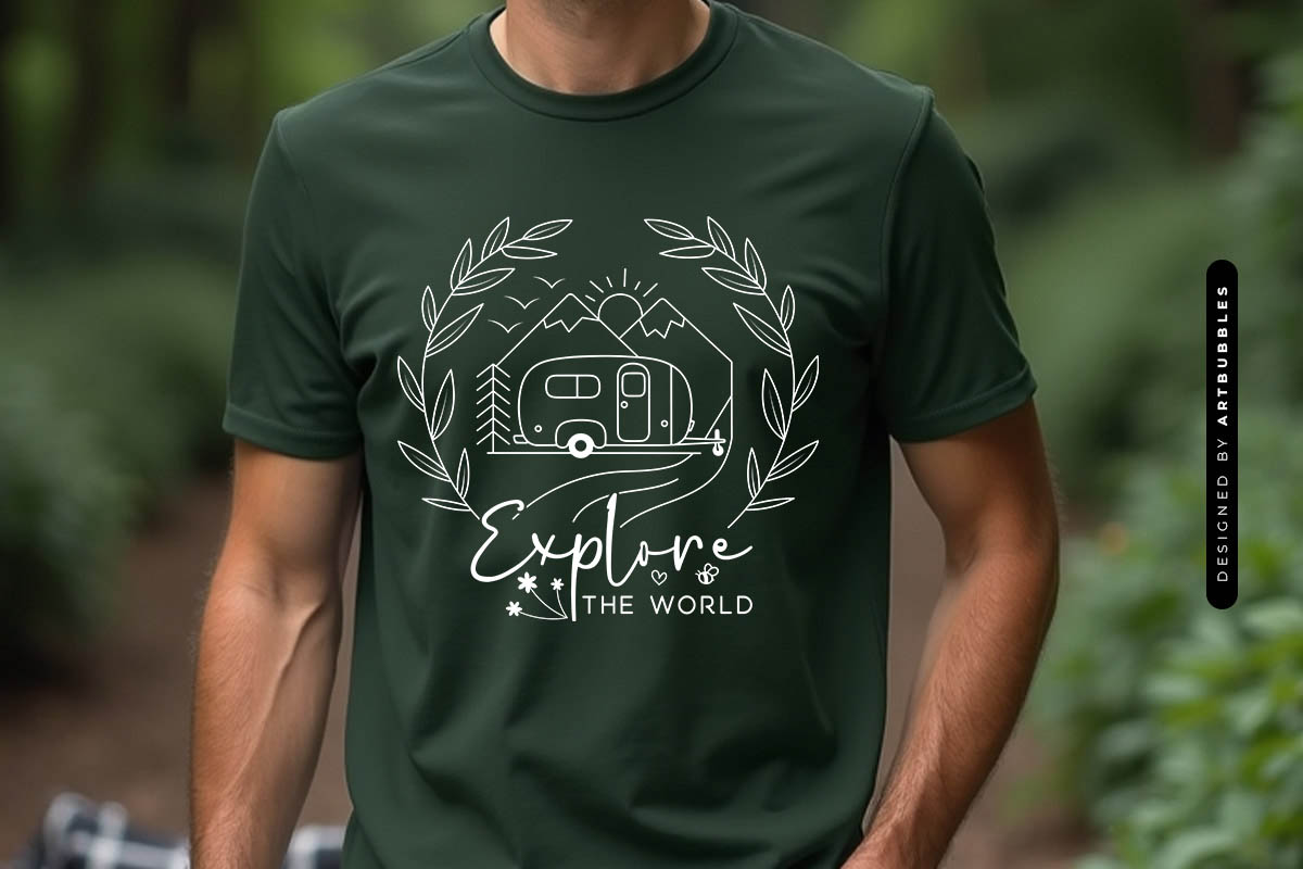 Explore the World - Camping Cricut SVG T-shirt Mockup Image.jpg