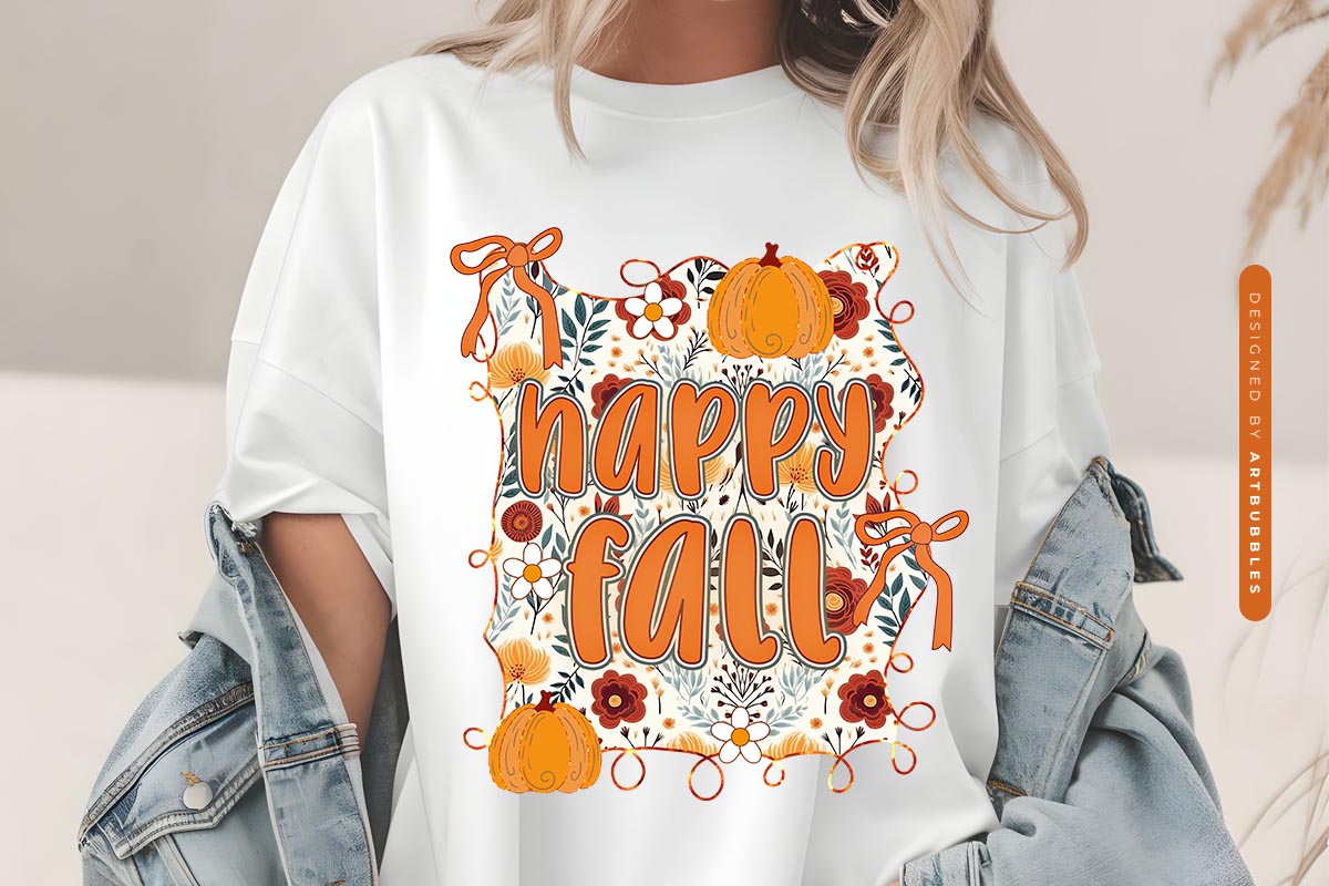 Happy Fall Preppy PNG Sublimation Shirt Mockup Image.jpg