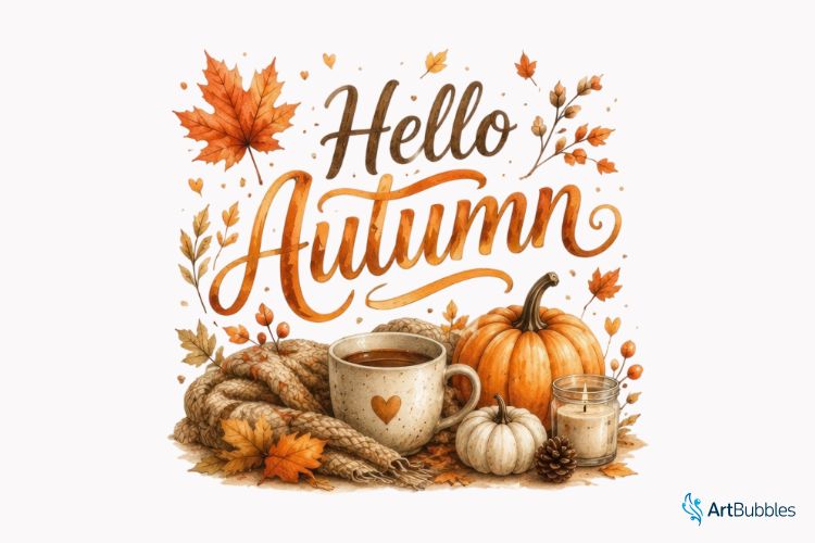 Hello Autumn - Fall Sublimation PNG File